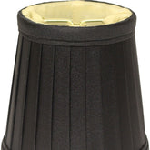6" Black and Gold Set of 6 Slanted Pleat Chandelier Silk Lampshades